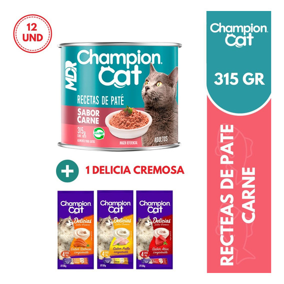 Champion Cat Recetas En Pate Carne 315gr X12 Und | Mdr