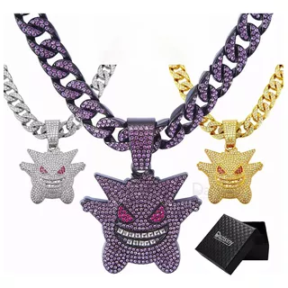 Cubana Cadena Eslabones Gengar Hip Hop Collares De Diamantes