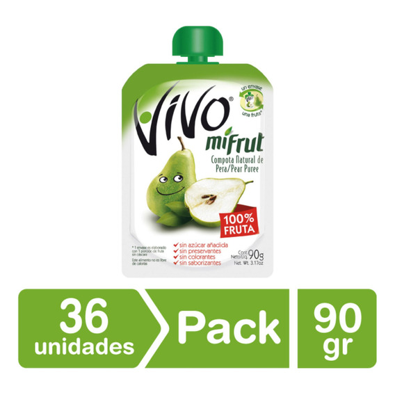 Pack 36 - Vivo Compota Mifrut Pera 90 Gr