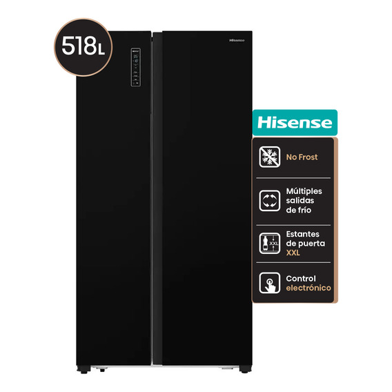 Heladera Side By Side Hisense Rc/67wsg 518lts Color Negro