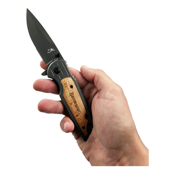 Navaja Táctica Browning Cabo Con Madera Semi Automatica 