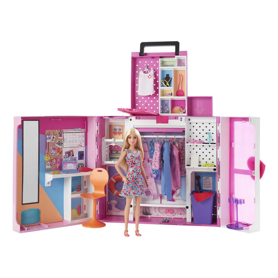 BARBIE, Set de juego, Fashion & Beauty, Dream Closet, Incluye muñeca, 4 atuendos y más de 30 accesorios y Prendas de ropa, Edad 3 Años en Adelante
