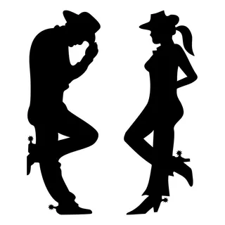 Adesivo Cowboy + Cowgirl Com 25cm De Altura - Várias Cores