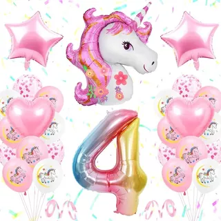 Unicornio Globo Metálico Set 21 Piezas Fiesta Decoración