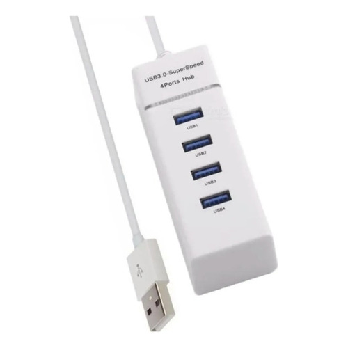 Hub Usb 3.0 4 Puertos 5 Gbps Superspeed Led Indicadores Rohs Color Blanco