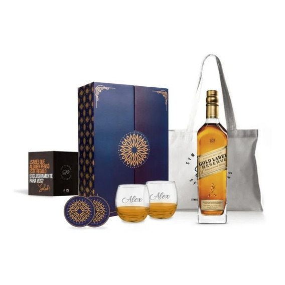 Box Johnnie Walker Gold Reserve + 2 Vasos Personalizados