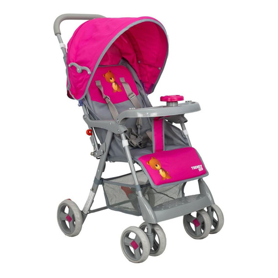 Carriola de paseo Trendy Kids Happy rosa con chasis color gris