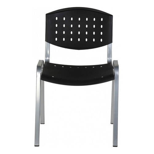 Silla Fija Oficina Apilable Plastica Caños En Gris Reforzada Color Negro