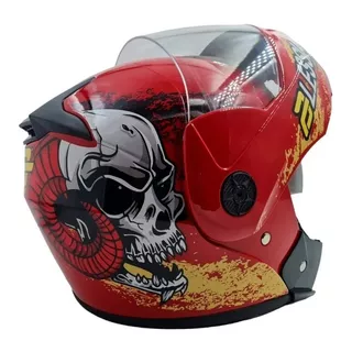 Casco Moto Abatible Alessia German Skull Doble Visor