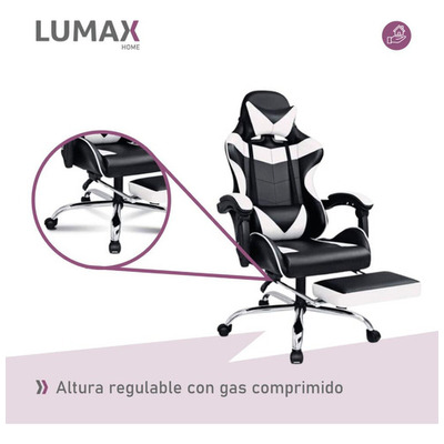 Silla Gamer Lumax Modelo Rom  Electroventas Color Negro/blanco Material Del Tapizado Piel Sintética