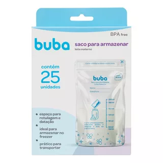 Kit 25 Sacos Para Armazenar Leite Materno 200ml - Buba