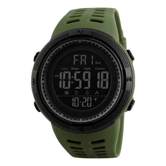 Reloj Deportivo Burk 1251 Luz Digital Cronometro Alarma ! Color de la malla Verde Color del bisel Negro