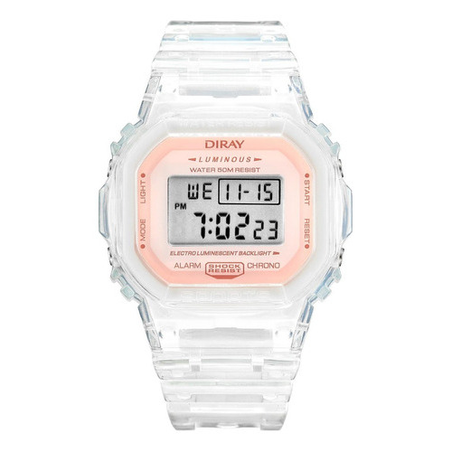 Reloj De Pulso Diray Para Mujer Dr218lct1 Color de la correa Rosa Color del bisel Rosa transparente