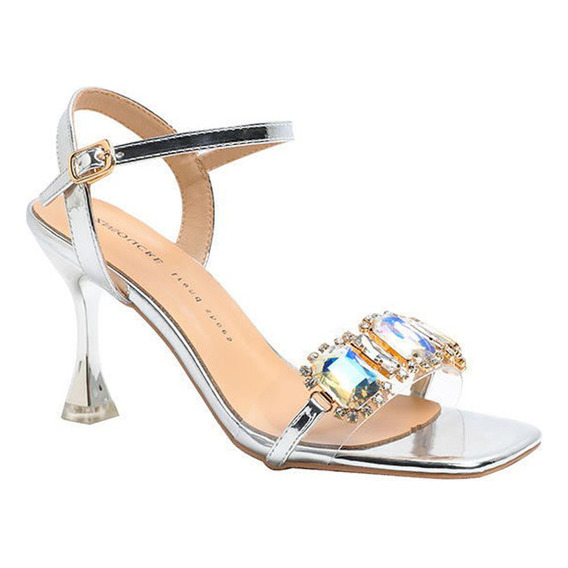 Tacones De Aguja Con Tachuelas De Diamantes Mujer Zapatillas