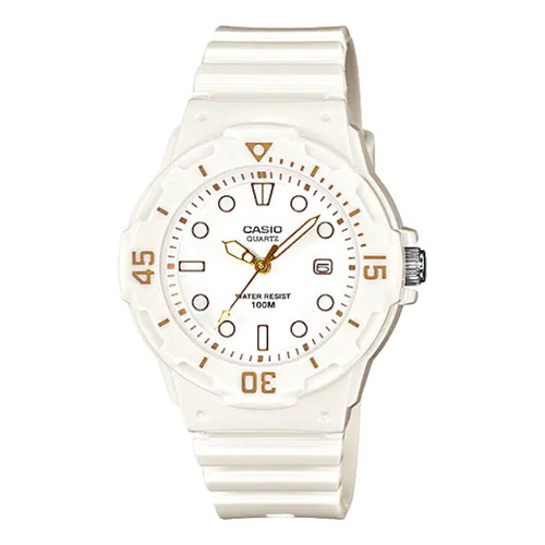 Reloj Casio Lrw-200h-7e2vdf Mujer 100% Original Correa Blanco Bisel Blanco Fondo Blanco