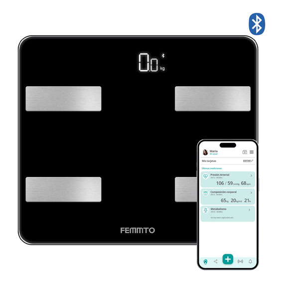 Femmto B04 bascula digital bioimpedancia bluetooth inteligente 180 kg peso personas pesa grasa corporal baño personal 
