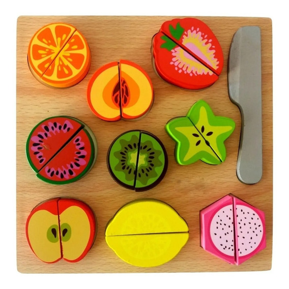 Frutas De Madera Imantadas Para Cortar Montessori Didáctico