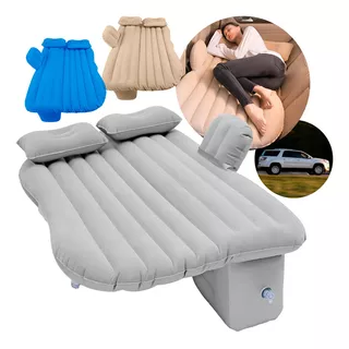 Colchon Inflable Para Autos 2 Almohadas Compresor Comodo Color Gris