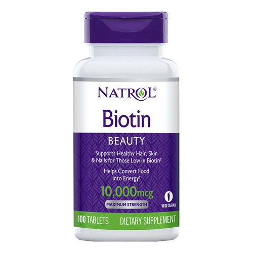 Natrol Biotina 10,000 Mcg Maxima Fuerza 100 Tabletas Sabor Sin sabor