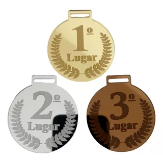 Medalhas Acrílico Espelho Honra Ao Mérito 1° 2° E 3° Lugares