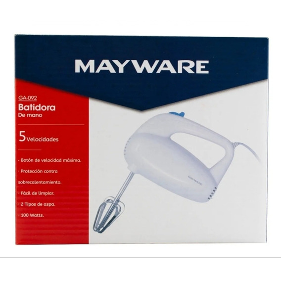 Batidora De Mano Mayware Económica Ga-092 Blanca Color Blanco Frecuencia 60