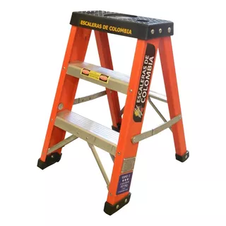 Escalera Tijera Fibra Vidrio 2 Pasos / 0.60 Metros 114 Kg Color Naranja