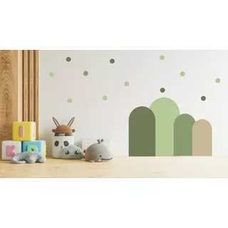 Adesivo De Parede Infantil Moderno E 200 Bolinhas 2cm, Selva