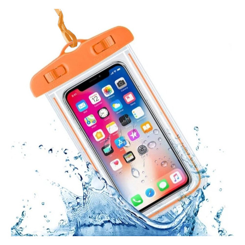 Funda Sumergible Protectora Agua Waterproof Bolsa De Celular Color Naranja