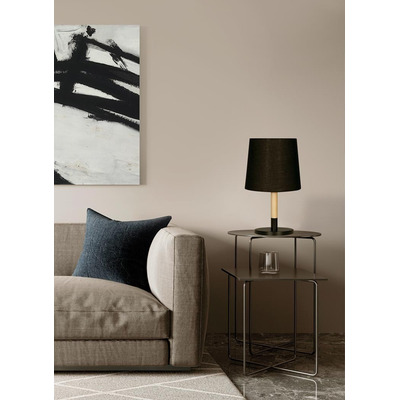 Lampara Velador De Mesa Tokio Negro Madera Apto Led Moderno