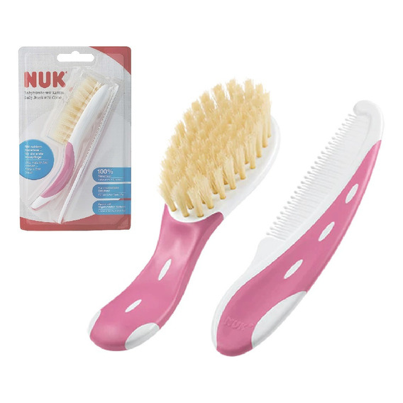 Set Cepillo Peine Nuk Bebes Cerdas Naturales Recien Nacido C