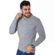 Sweater Hombre Cuello Smoking Pullover Lana Tejido Clasico