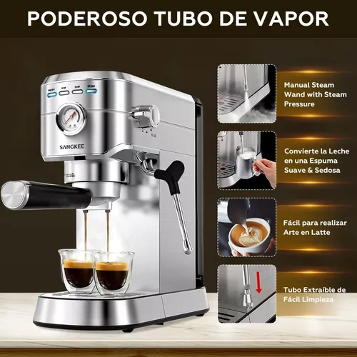 Cafetera pequeña de café expreso de 20 bares, compatible con Nespresso,  cápsula original para elaboración casera con 10 cápsulas, opción de