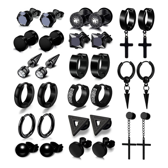 Aretes Hombre Y Mujer Acero Inoxidable Pendientes, 15 Pares