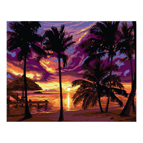 Pintura Por Números Kiliwa - Atardecer En La Playa