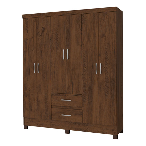 Ropero Closet Moderno Lotus 6 Puertas Y 2 Cajones Rustico