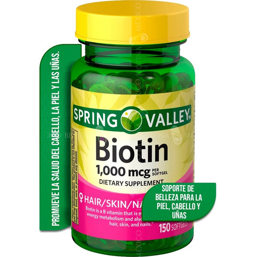 Spring Valley Biotina 1,000 Mcg 150 Softgels 
