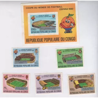 Estampillas De Futbol Del Congo - Block Y Serie - Mundial 82