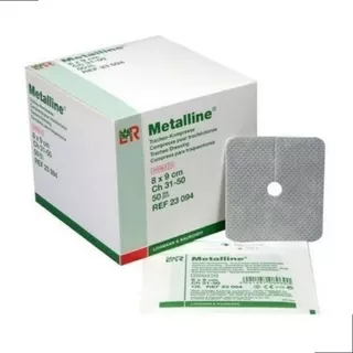 Kit C/10 Curativo Absorvente Metalline Traqueostomia 8 Cm