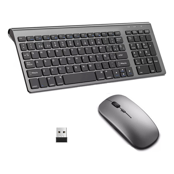 Kit Teclado Y Mouse Inalambrico Recargable Español Portátil