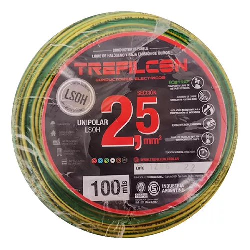 Cable Unipolar Trefilcon 2.5 Mm Normalizado Rollo 100 Metros