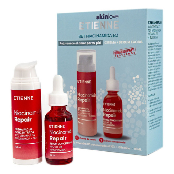 Set Crema + Serum Facial Niacinamida Repair Vit B3 Etienne