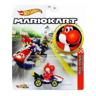 Miniatura Hot Wheels Mario Kart Red Yoshi Standard Kart Color Rojo