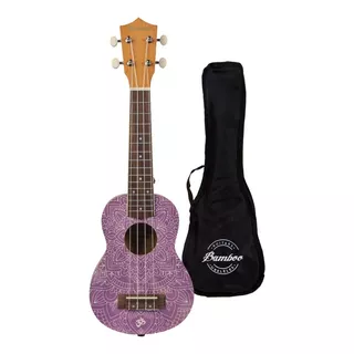 Ukelele Soprano Bamboo Diseño Crown Con Funda Color Marrón