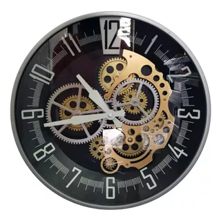 Reloj Decorativo Pared Grande Estilo Industrial Engranajes