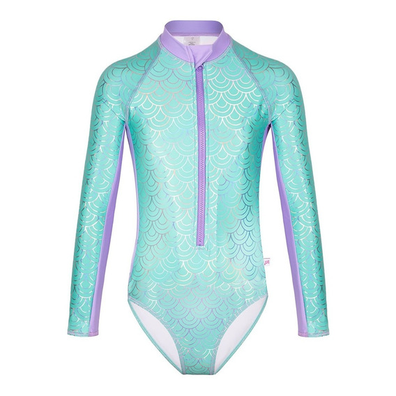 Traje D Baño Niña Rashguard Manga Larga Fps50 Escamas Ariel