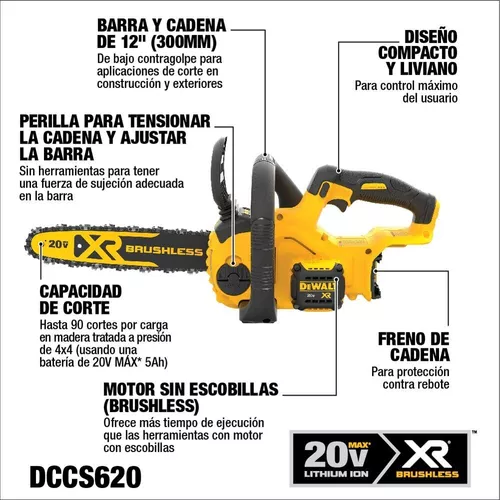 DEWALT - Te presentamos La Motosierra DCCS620B sin batería y a un costo  mucho más accesible, porque con el nuevo sistema DEWALT necesitas una sola  batería 20V Max* para usar con toda