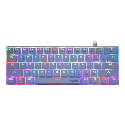 Teclado gamer Nisuta NSKBGZ61 QWERTY Outemu Red español España color blanco con luz RGB