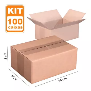 100 Caixas Pequenas De Papelão Para Embalagem 20x14x8 Cm