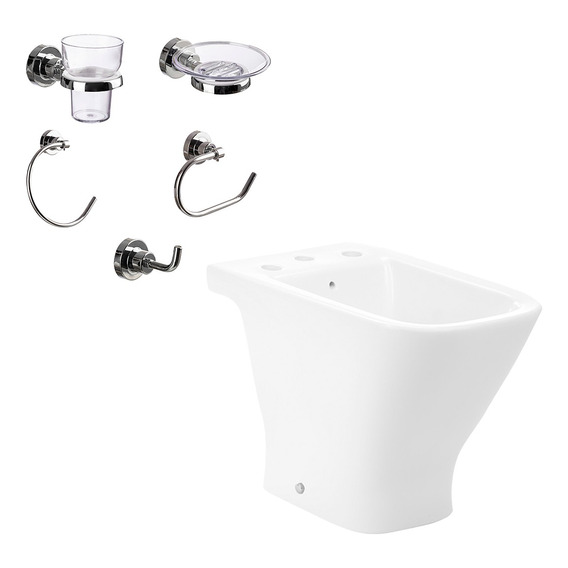 Juego Baño Bidet Roca The Gap + Accesorios Aqualaf 5 Piezas