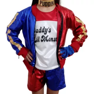 Harley Quinn Disfraz Niña Halloween Licra Metalica 